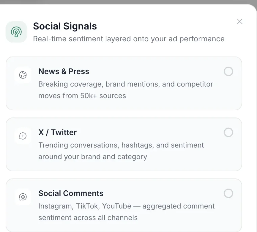 Real-time social sentiment signals